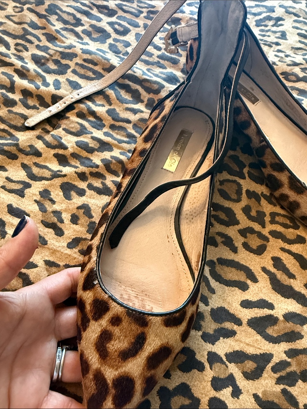 Louise et Cie Leopard Print Pointed Slingback Flats - Brown & Black